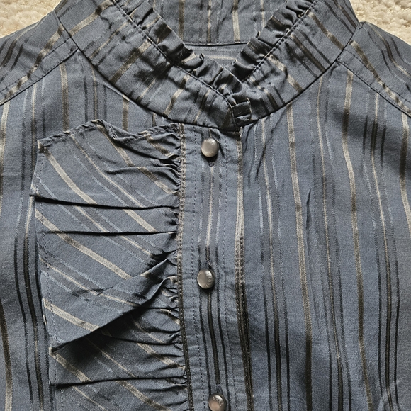 Marc Jacobs Blue Striped Ruffle Blouse - Picture 4 of 6